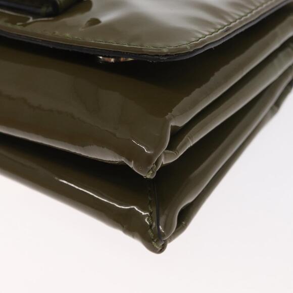 VALENTINO Studs Chain Shoulder Bag Enamel Khaki Gold Auth bs31799 - Picture 14 of 16